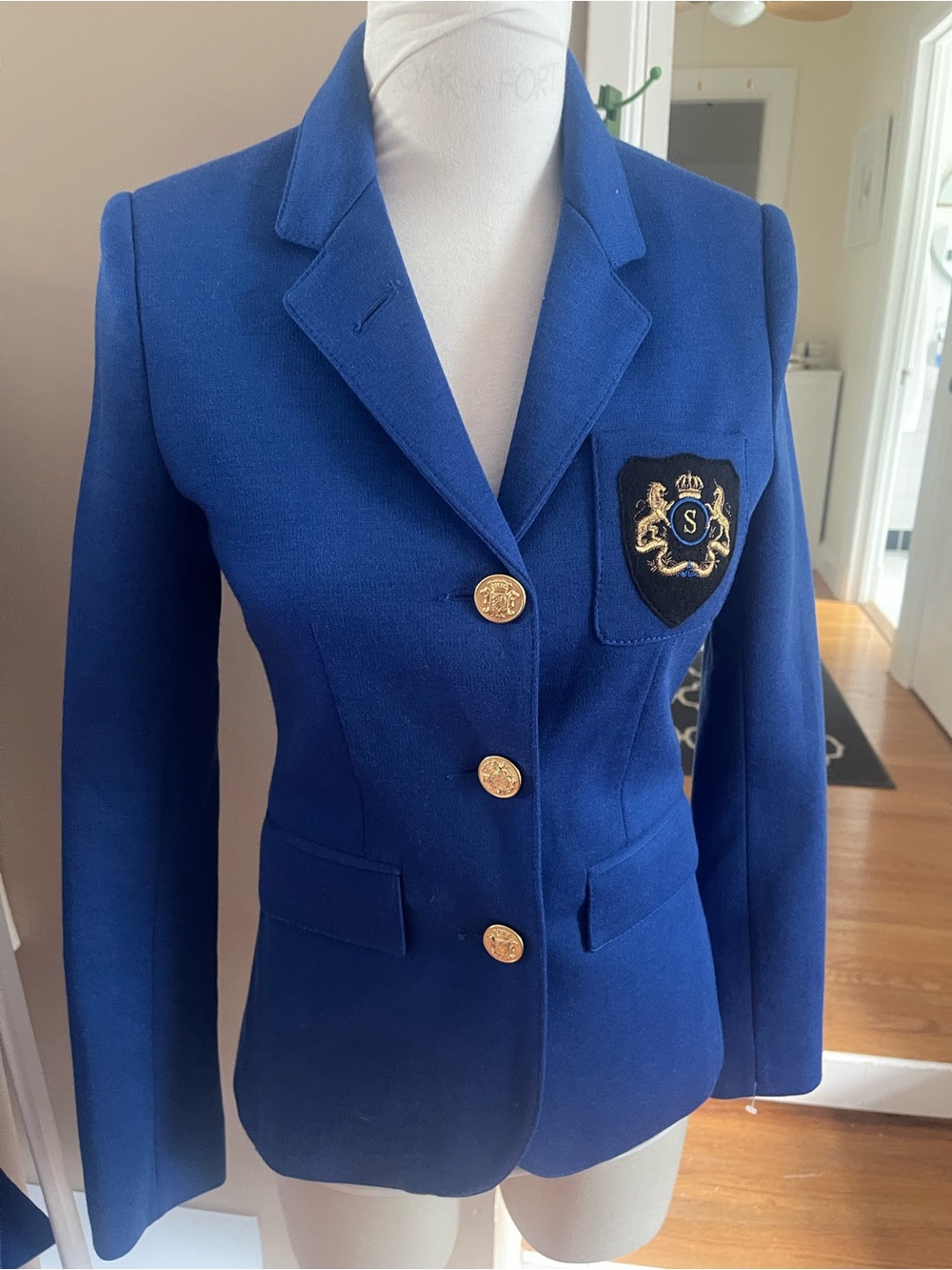 Smythe Royal Blue Tailored Blazer with Crest